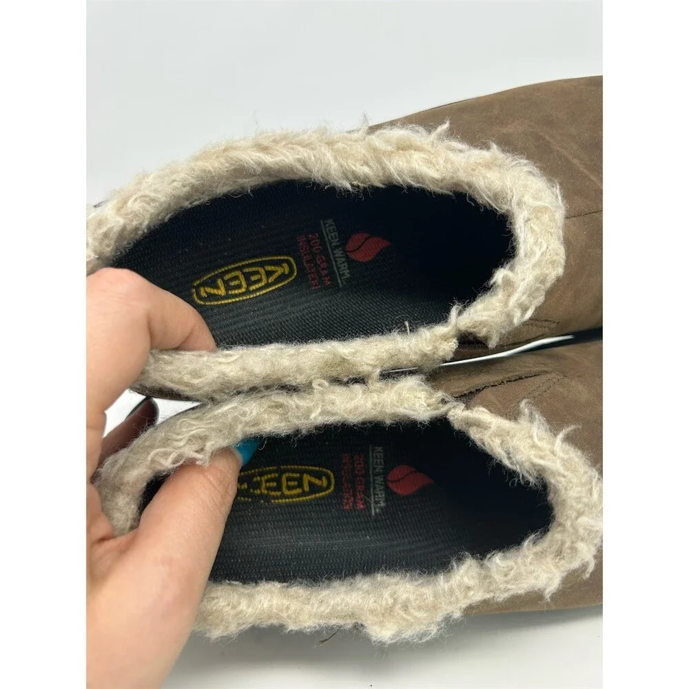KEEN Bailey Slip-On Shoes Womens Brown Waterproof Faux Fur Lined Outdoor Size 7